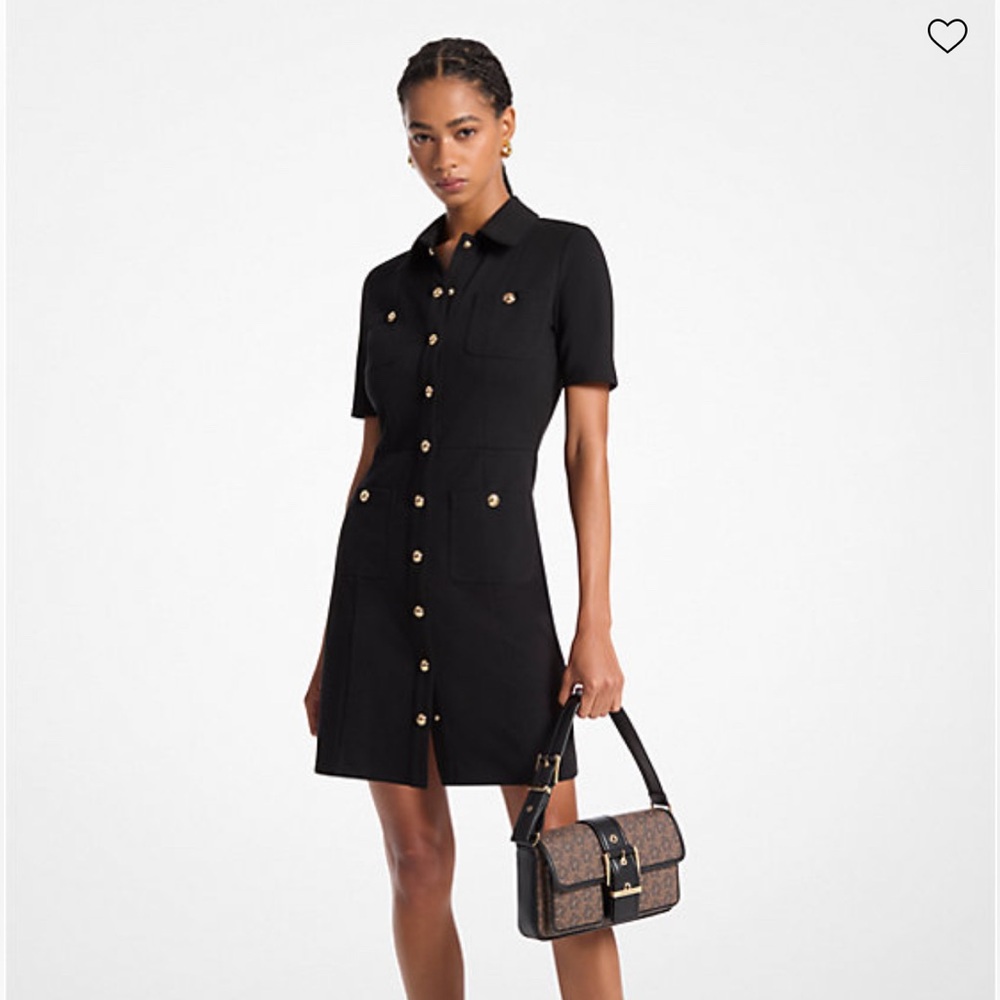 Stretch Ponte Button-Up Dress